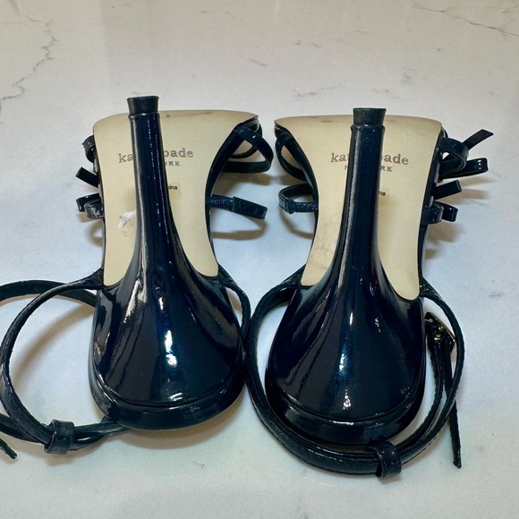 Kate Spade | Navy Patent Leather Strappy Heels - Picture 8 of 10